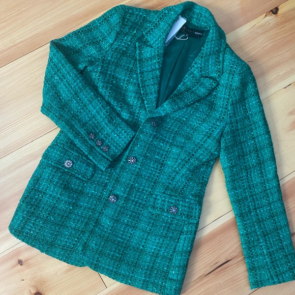 Green tweed blazer - Picture 2 of 6